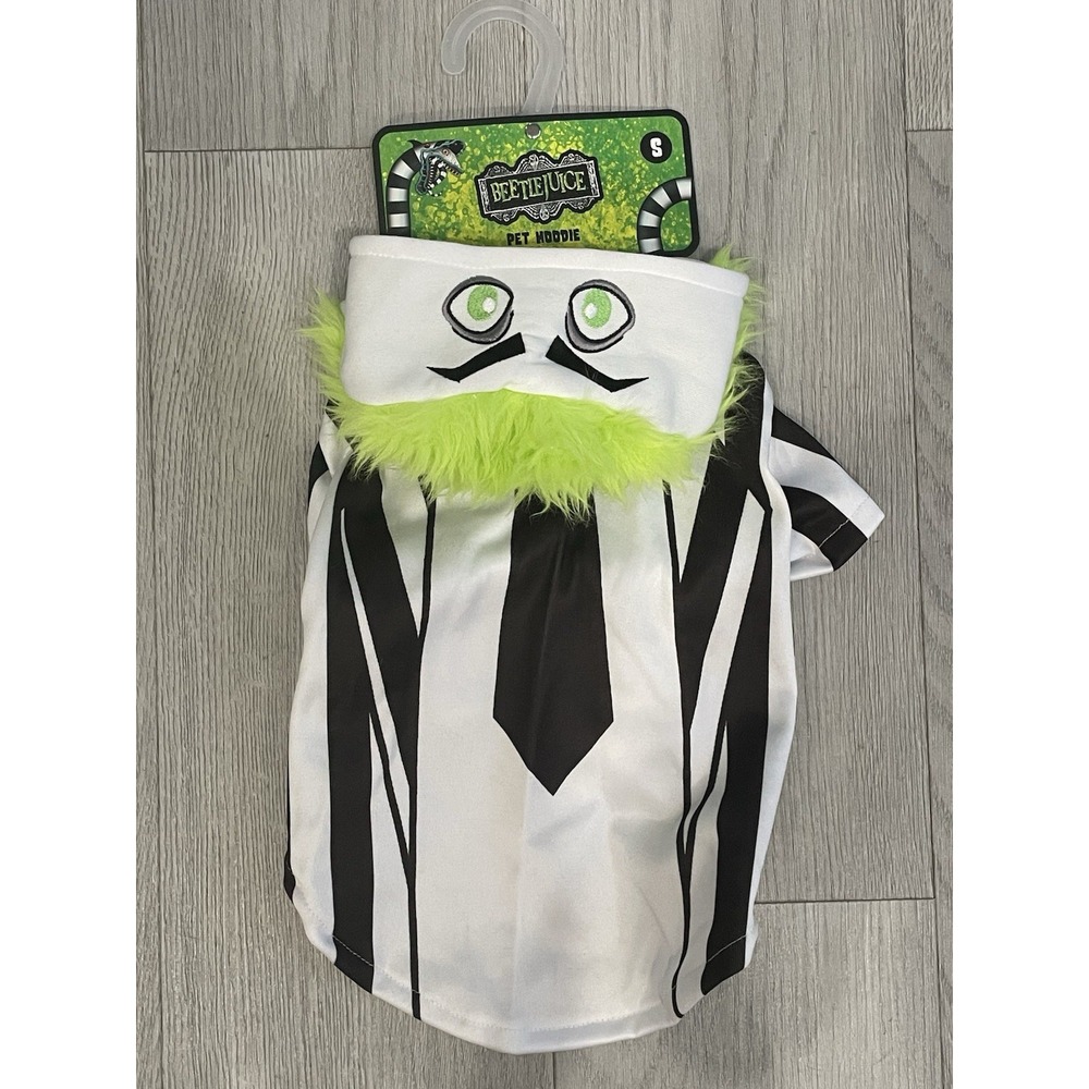NEW Beetlejuice Green White Black Halloween Pet Dog Costume w/ Hair - Size S